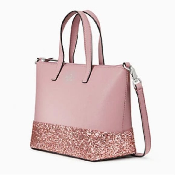 Kate Spade Greta Court Ina Glitter Dusty Peony/Pink Satchel Crossbody Bag - Picture 5 of 12